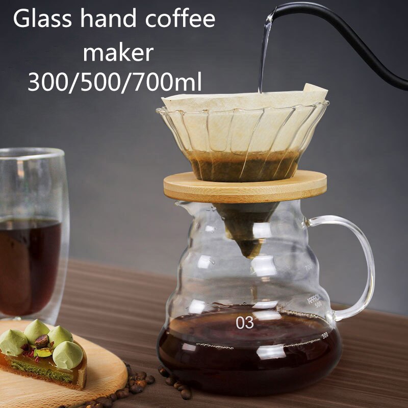 Coffee Drip Pot Heat Resistant Classic Glass Coffee Pot Maker Pour Over Coffeemaker 300/400ml/500ml