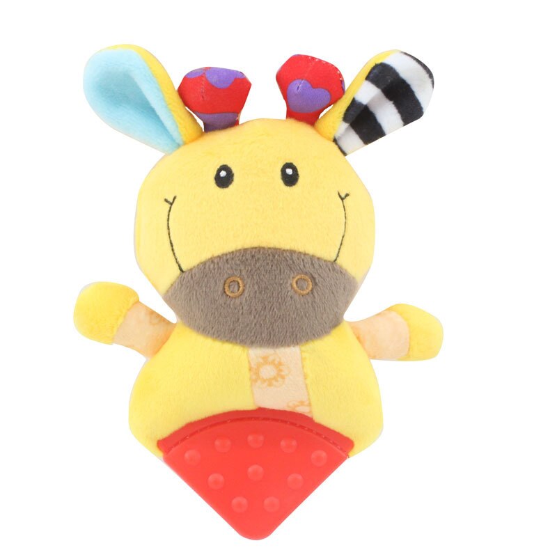 Nette Bunte Karikatur Tiere Kurze Plüsch Baby Zahnen BeißRing Bär Igel Giraffe Rassel Kleinkind Spielzeug Für Kleinkind: Giraffe