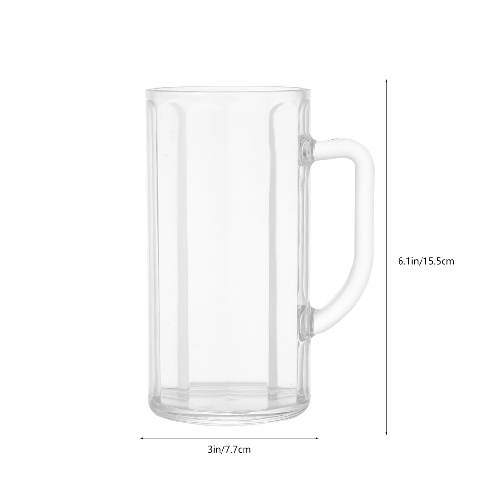 600ml Beer Mug 600ml Party Drinking Mug Acrylic Beer Glasses for Men Father Husband Bar Pint Glass with Handle