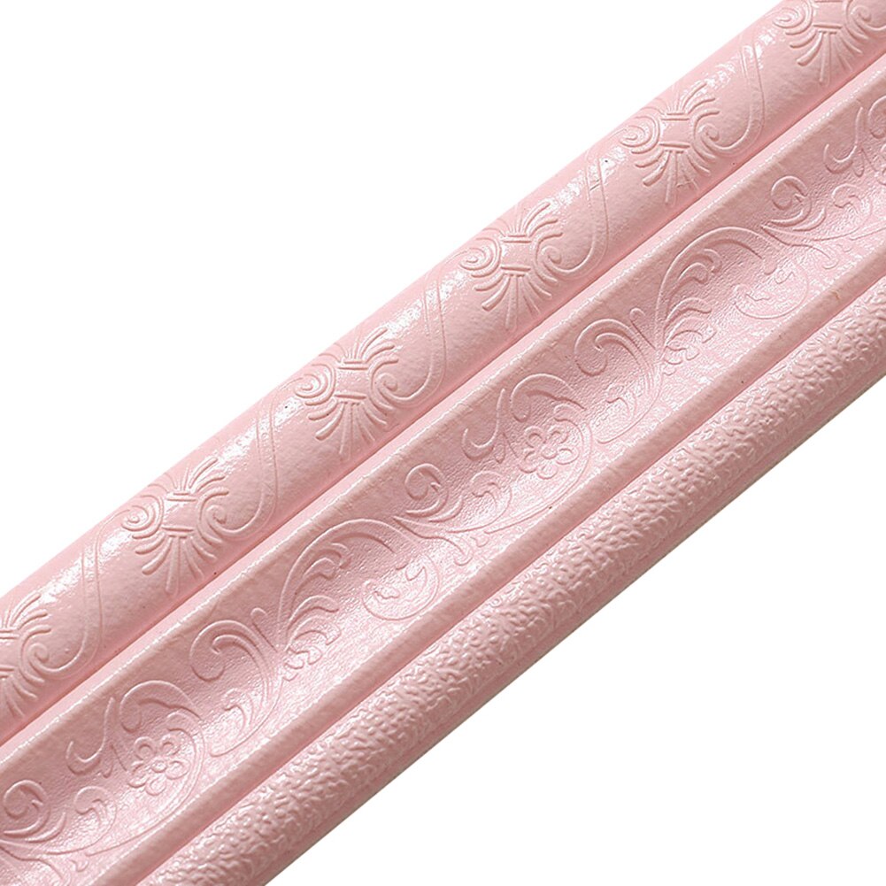 Wall Trim Line Skirting Border 3D Pattern Sticker Decoration Self Adhesive Waterproof Strip SEC88: Pink    B