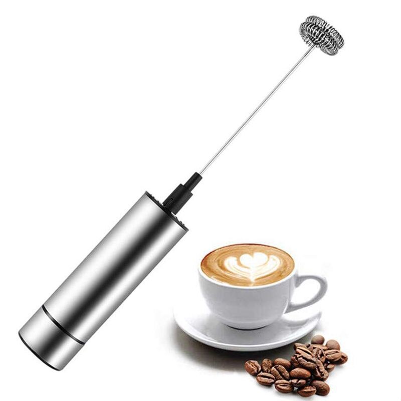 Milk Frother, Handheld Electric Portable Foamer And Drink Mixer, Battery Powered And Stainless Steel With High Torque Motor For