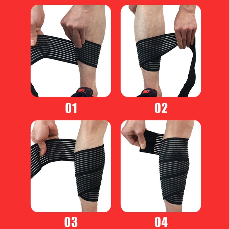 2 Stuks 90*7.5Cm Elastische Bandage Compressie Been Kalf Knie Ondersteuning Voetbal Shin Guard Strap Wraps Band brace Sport Veiligheid