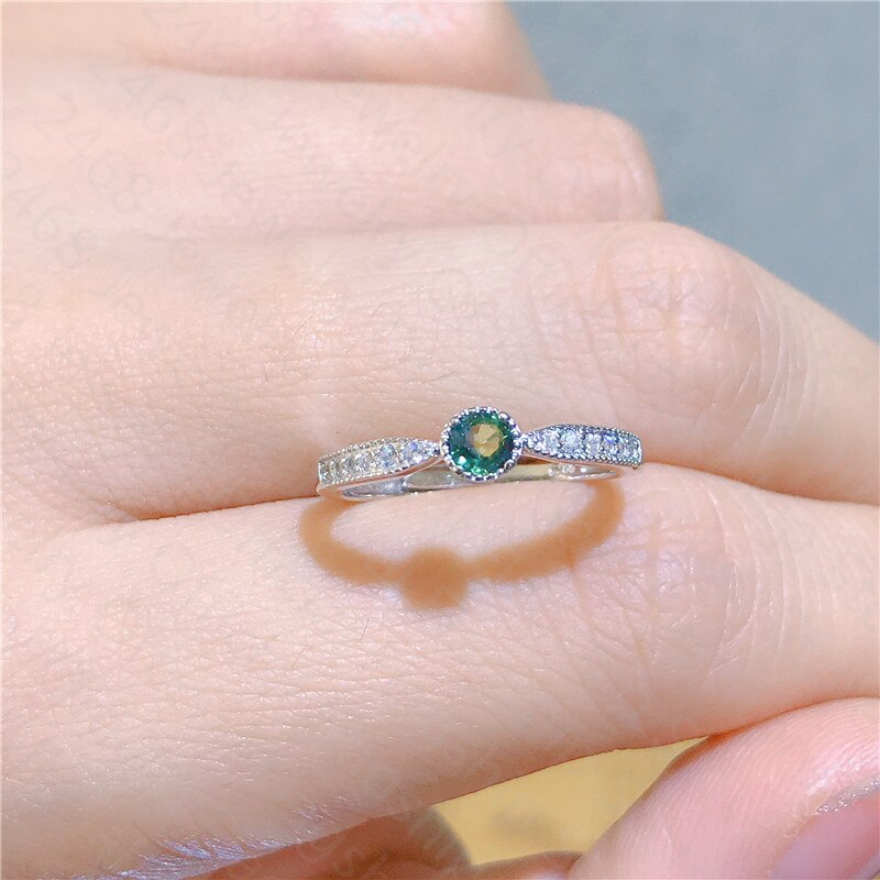 Anillo de zafiro natural con incrustaciones para mujer, plata 925, pequeño y bonito