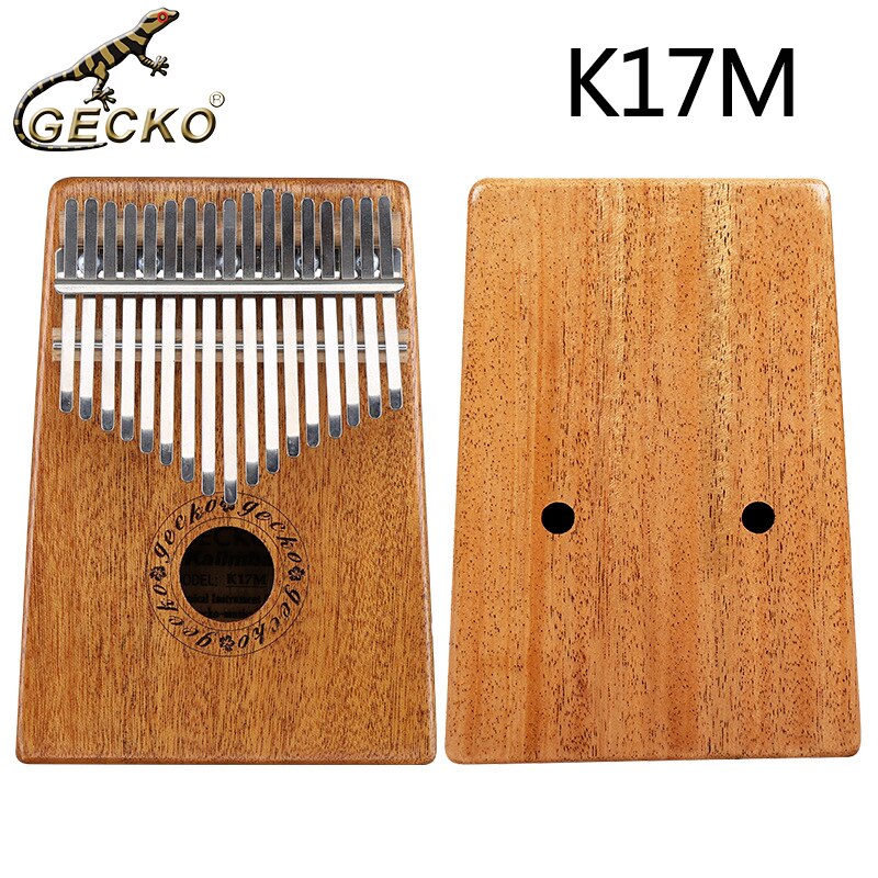 Gecko kalimba 17- key thumb piano har en indbygget eva højtydende beskyttelsesboks, hammer og lærevejledning. mahogni: K17m træfarve