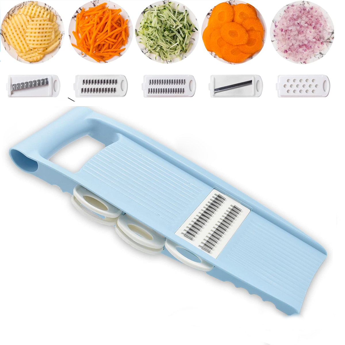 5/7 in1 Gemüse Obst Schneidemaschine Multifunktionale Manuelle Lebensmittel Reibe Cutter Kartoffel Haushalt Zerhacker Küche Veggie Dicer Spielereien: Licht Gelb