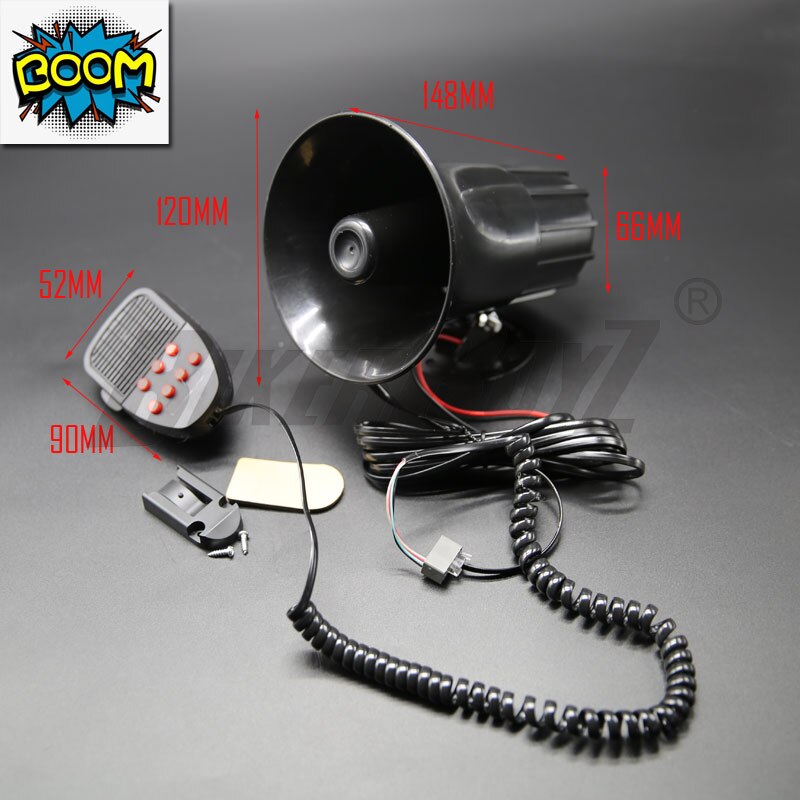 12V 100W 7 Sound Tones Loud Horn Car Truck Vehicle Speaker Warning Alarm Siren Horn Fire Loudspeaker: Default Title