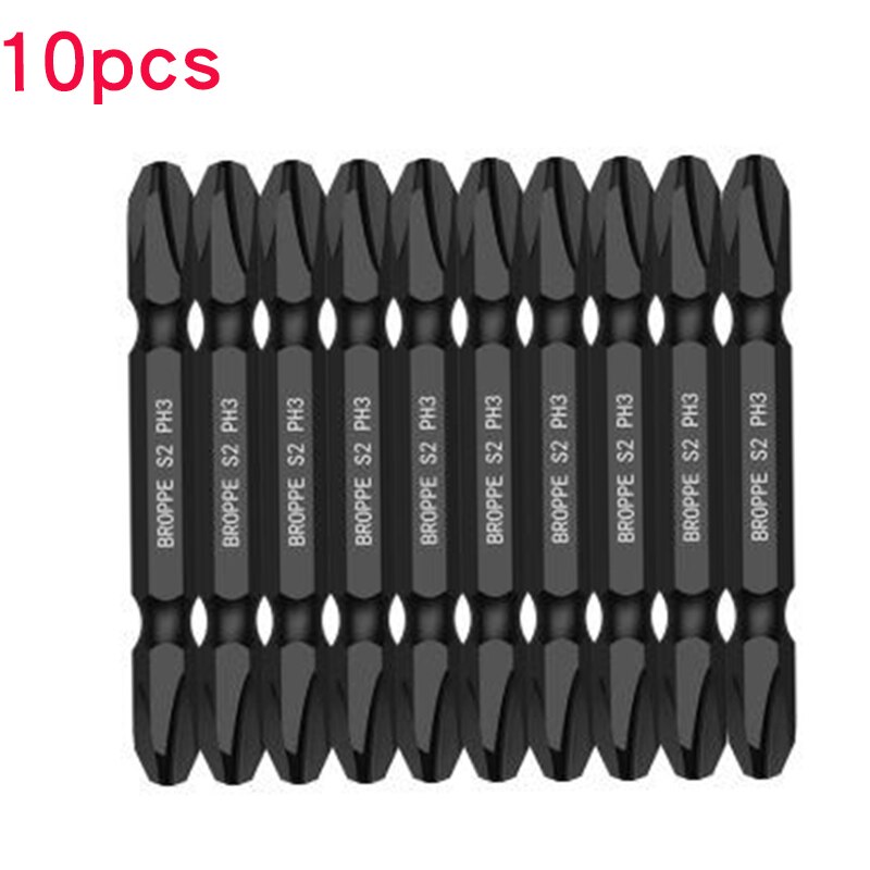10 PCS Double-sided Electric Screwdriver Bit Set Tough Hex Shank Magnetic Cross Head Screw Driver Portable Universal: 10pcs 65mm PH3