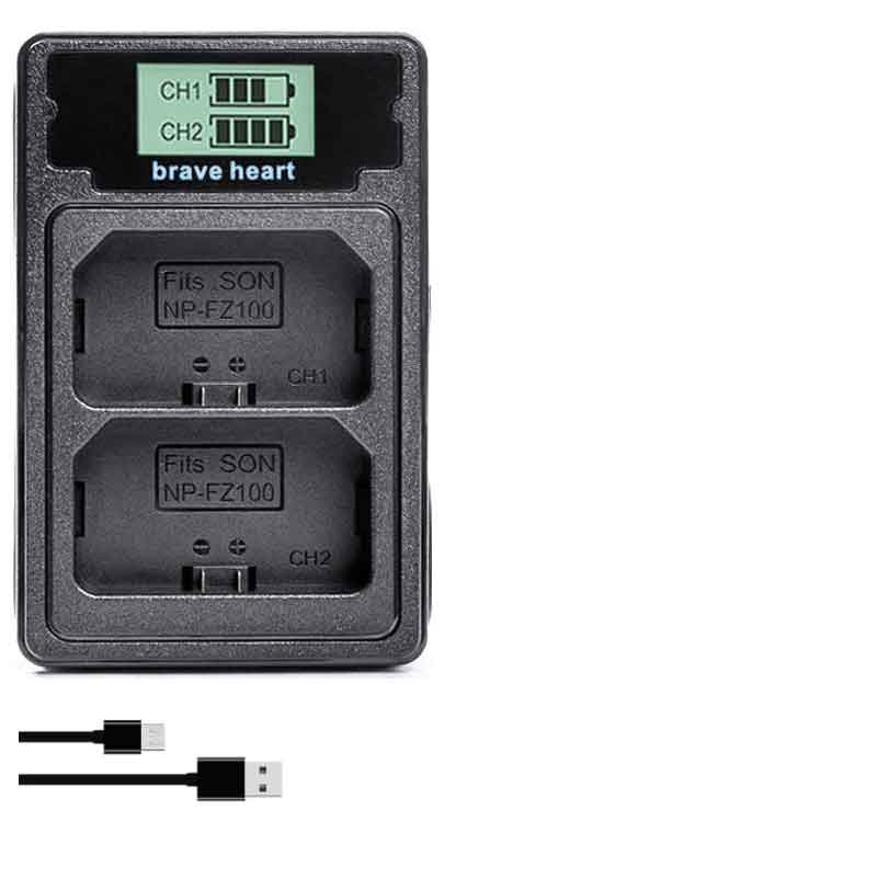 Batterie NPFZ100 avec écran LCD et double chargeur USB, pour Sony Alpha A7III A7R III A9 Alpha 9 A7R3 A6600, NP-FZ100