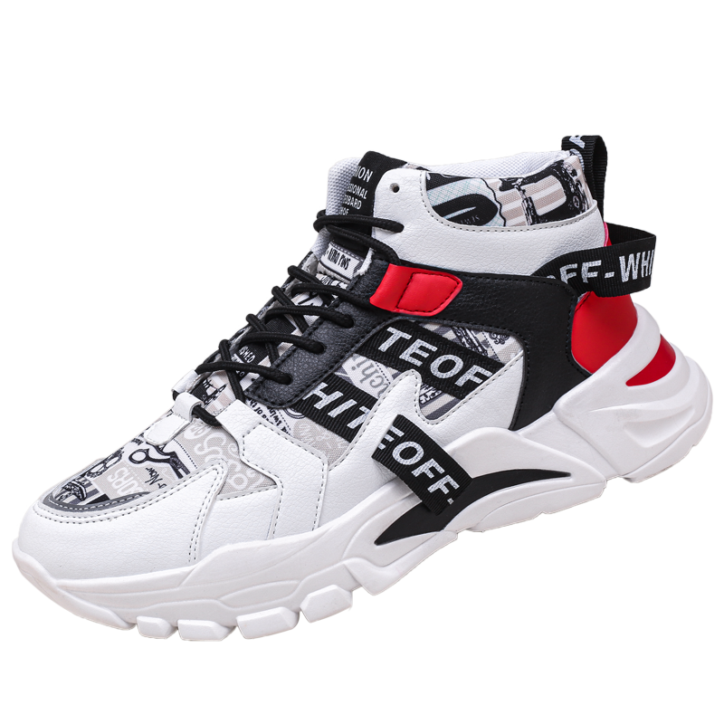 Herre high-top canvas sko mænd forår efterår top sneakers snøre høj stil afslappet sko til mænd: Rød / 9.5