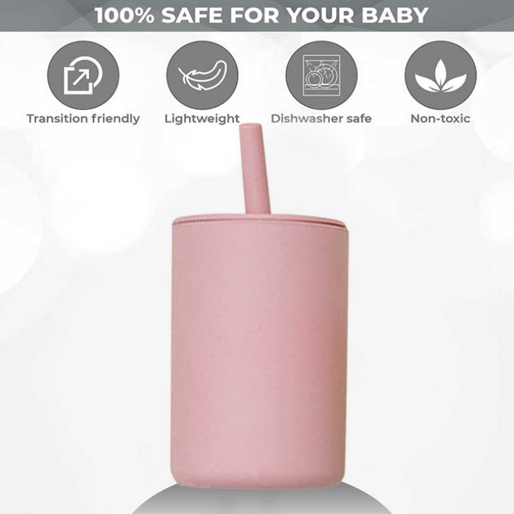 Vasos de silicona para bebé, sin BPA, almacenamiento portátil, envase de aperitivos, taza de alimentación para niños, juegos de tazas de aprendizaje a prueba de fugas
