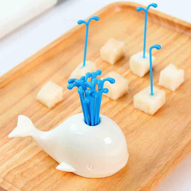 Hval frugt/cocktail pick dessert kage gaffel børn mad tilbehør fest spise picks frugt pinde plast spisebord indretning