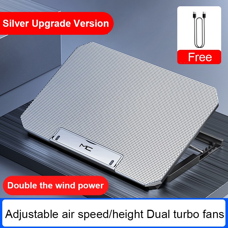 Portable Laptop Stand Cooler Base Support Notebook Cooling Pad Holder For Macbook Gamer PC Laptop Accessories Cooler For CPU: Silver