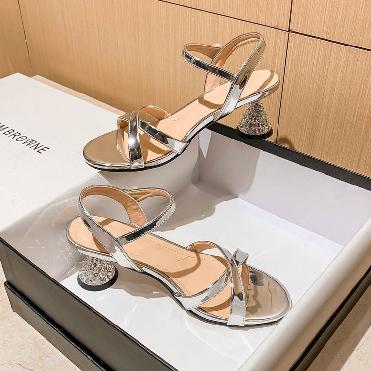 Sandalias de tacón alto con lentejuelas para mujer, zapatos de tacón alto informales para de graduación y boda, 2022