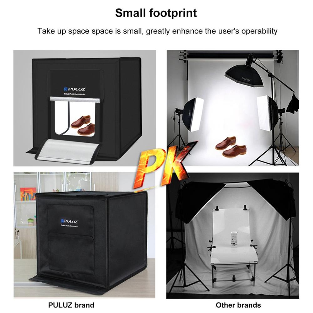 neue 40x40cm Licht Box Mini Foto Studio Fotografie Box Faltbare Softbox LED Foto Beleuchtung Studio Schießen zelt Transportkoffer Kit