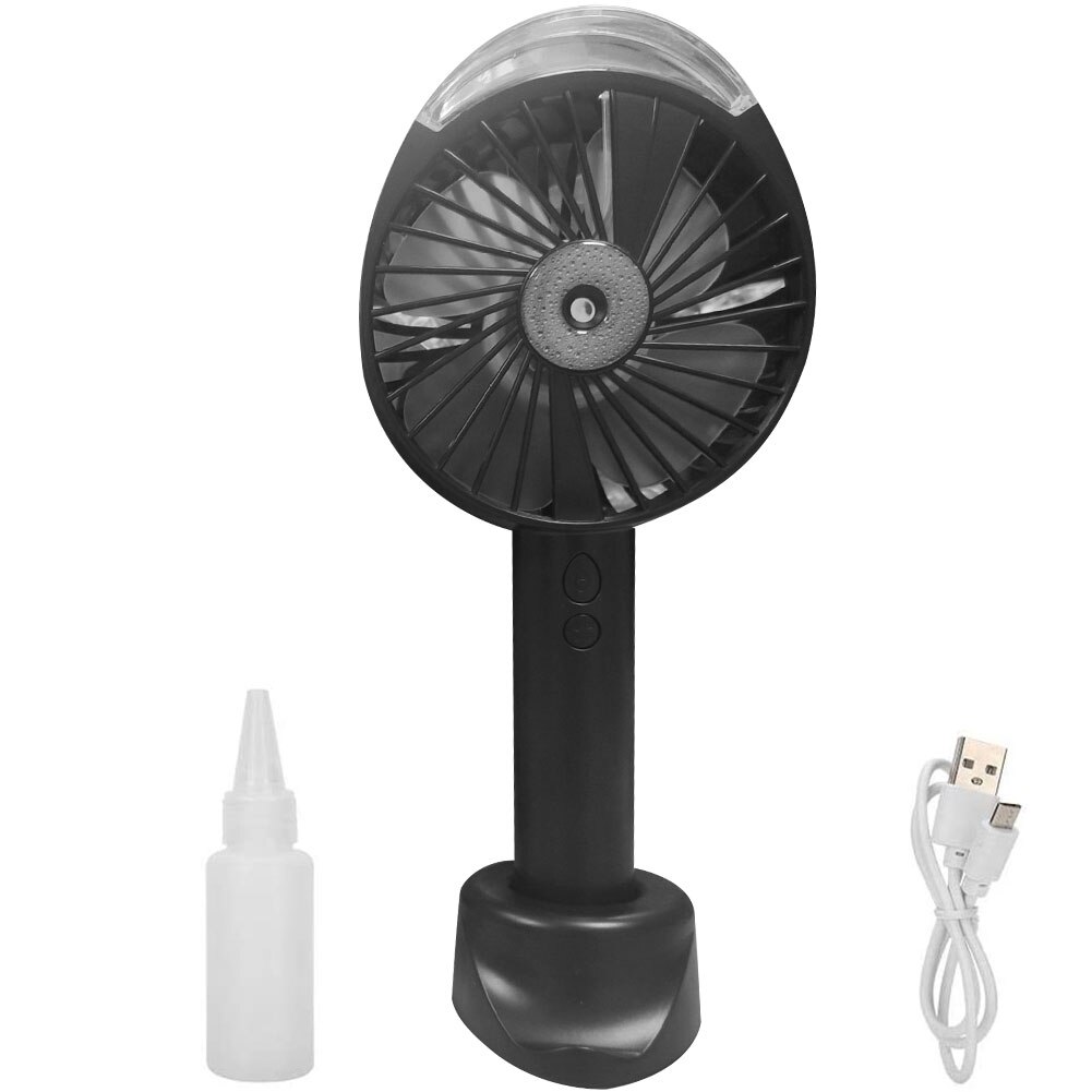 Mini Portable Handheld Water Mist Spray Cooler USB Rechargeable Cooling Fan: Black