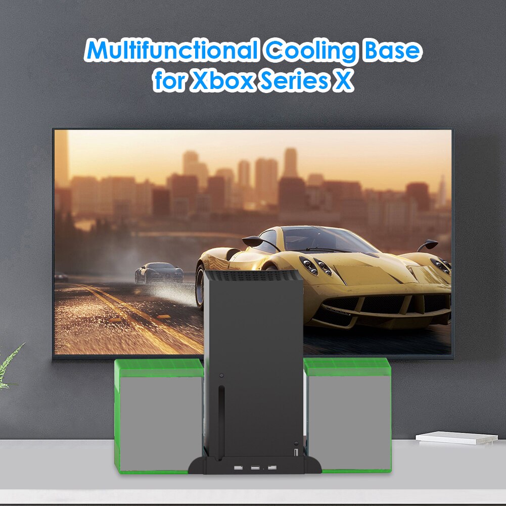 Cooling Stand for Xbox Series X Cooling Fan Stand External Cooler Game Discs Storage Rack Game Playing Accessories