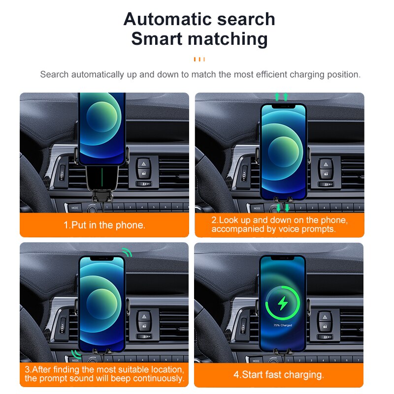 KUULAA 15W Draadloze Autolader Houder - Infrarood Sensor Automatische Klem Air Vent Telefoonhouder