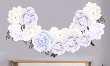 Autocollant mural pour pépinière en Rose de pivoine, autocollant décoratif pour chambre d'enfant, décoration pour la maison, amovible et étanche