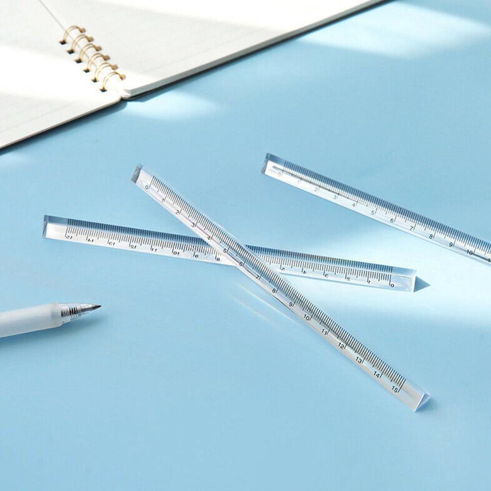 15cm Transparent Straight Ruler Students Stationery Sides Teaching Simple Triangular Measuring Scale Tools Both Rulers on K R4N1