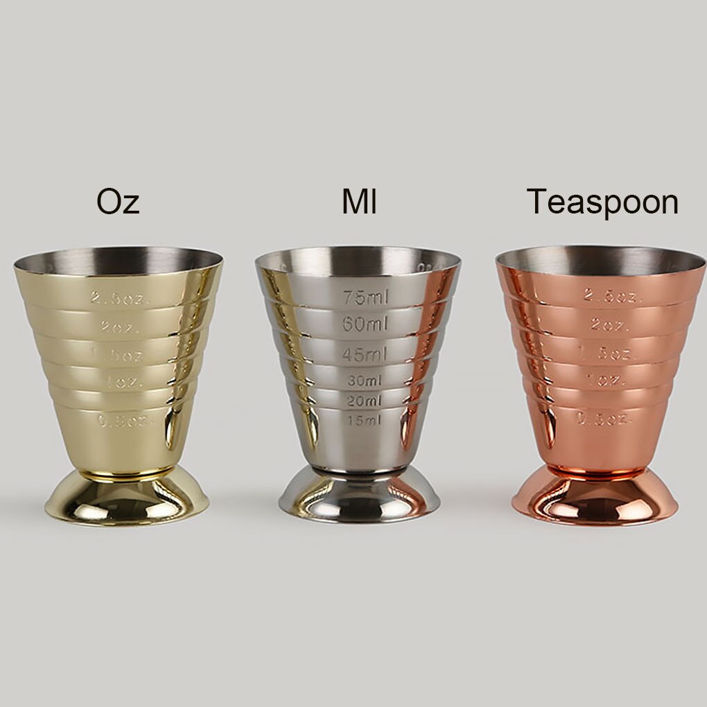 75ml Mistura Vinho Copo De Medição Copo De Medição Jigger Cocktail de Aço Inoxidável Três Escalas Acessório Bar Barra de Ferramentas Do Vinho de Mistura