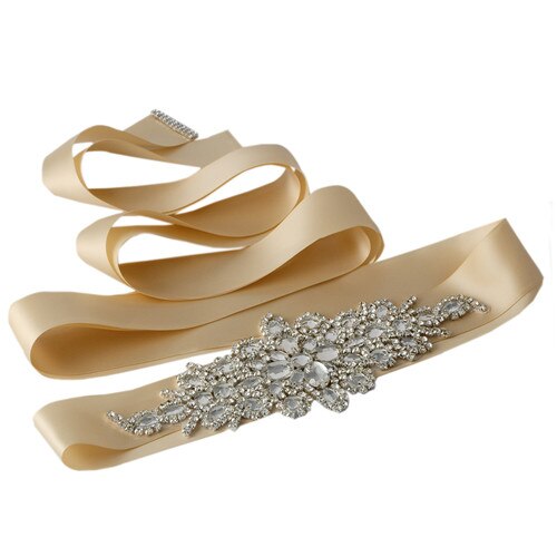 Trixy  s01 prachtige strass-steentjes riem bruidsriem diamanten trouwjurk riem kristallen bruidssjerp voor trouwjurk accessoires: Champagne