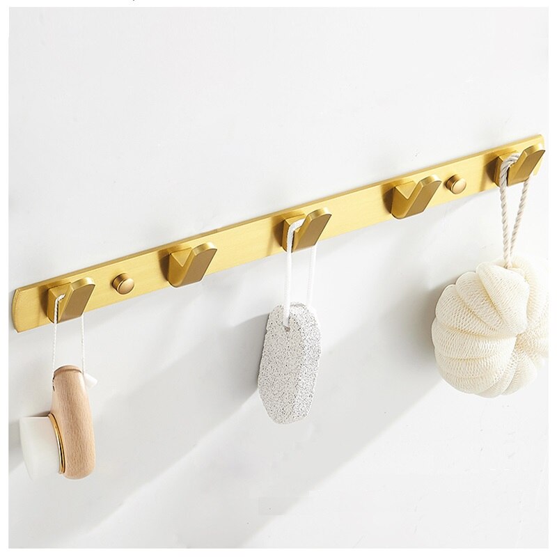 Geborsteld goud massief aluminium rij haak badjashaak zware wandgemonteerde handdoekhaak keukenmuur deur badkamerhaak
