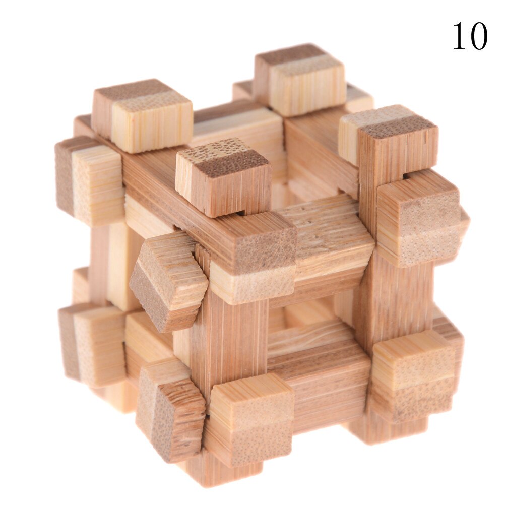 10Styles Kong Ming Luban Lock Adult Intellectual Brain Tease Game Puzzle Kids Children 3D Handmade Wooden Toy: A10