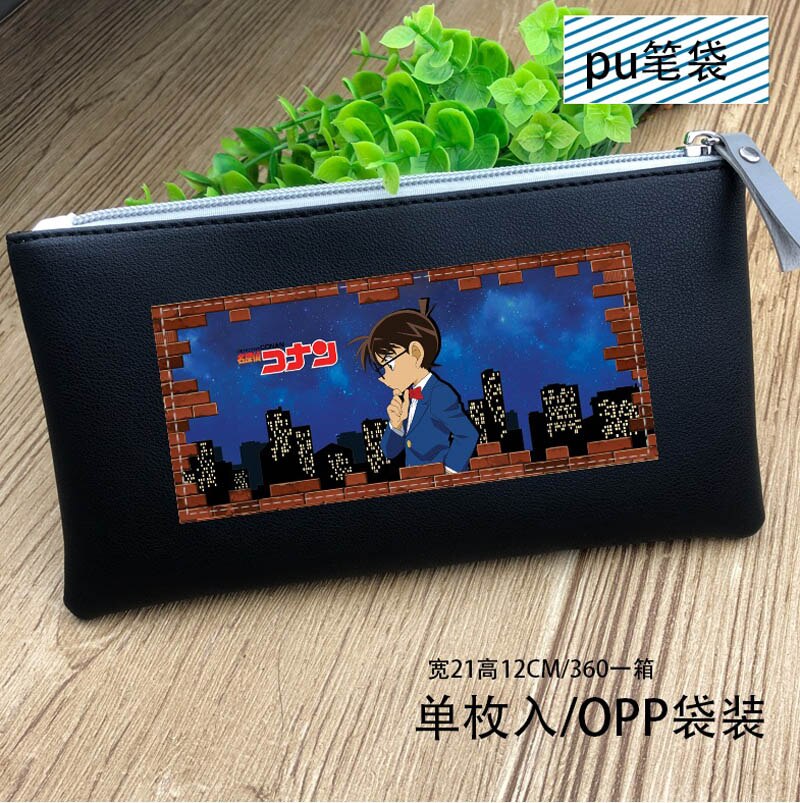 Anime One Piece PU Leather Pen Bag Luffy Stationery Bag Tony Tony Chopper Long Purse for: Conan-2