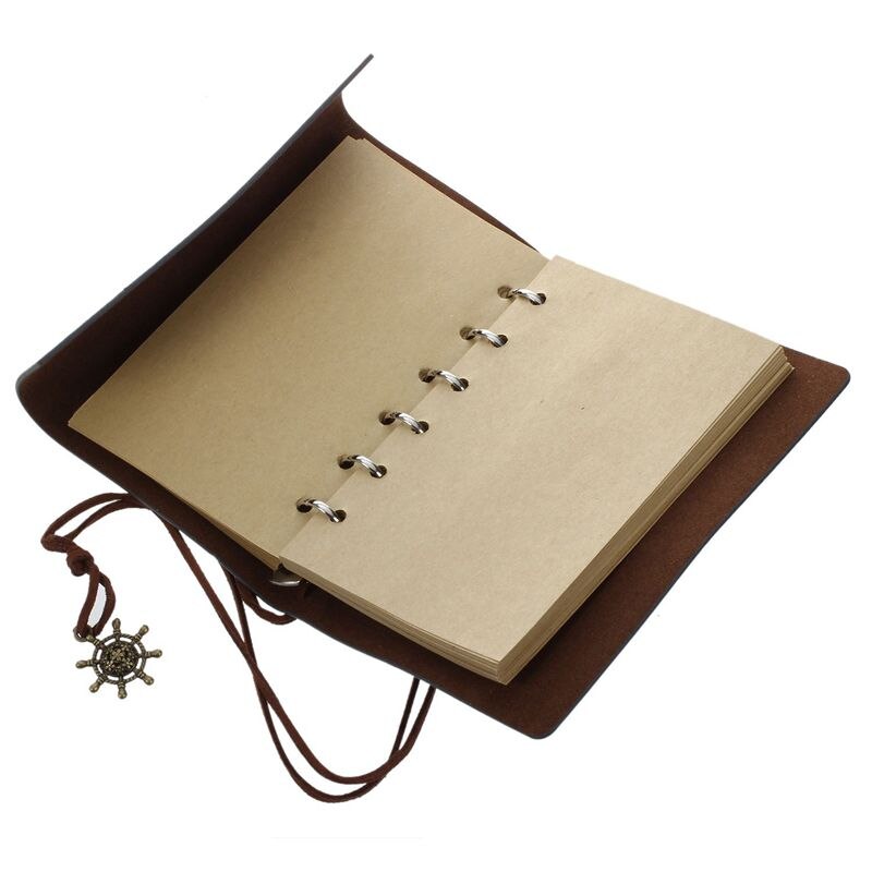 Retro vintage leren gebonden blanco pagina's dagboek notitieblok notitieboek (zwart) s