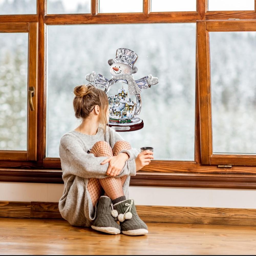 Christmas Tree Rotating Sculpture Train Decorations Sticker Window Paste Christmas Decorations Home Wall Sticker