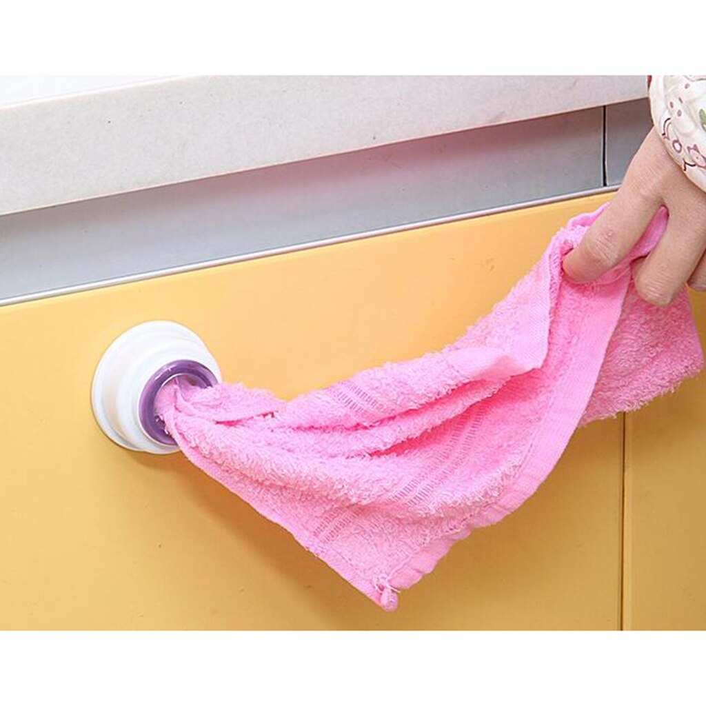 Push & Grip Round Tea Towel Holder for Kitchen Bathroom Use, 5.3x2.5cm, Pink, Green, Yellow, Purple: Pink