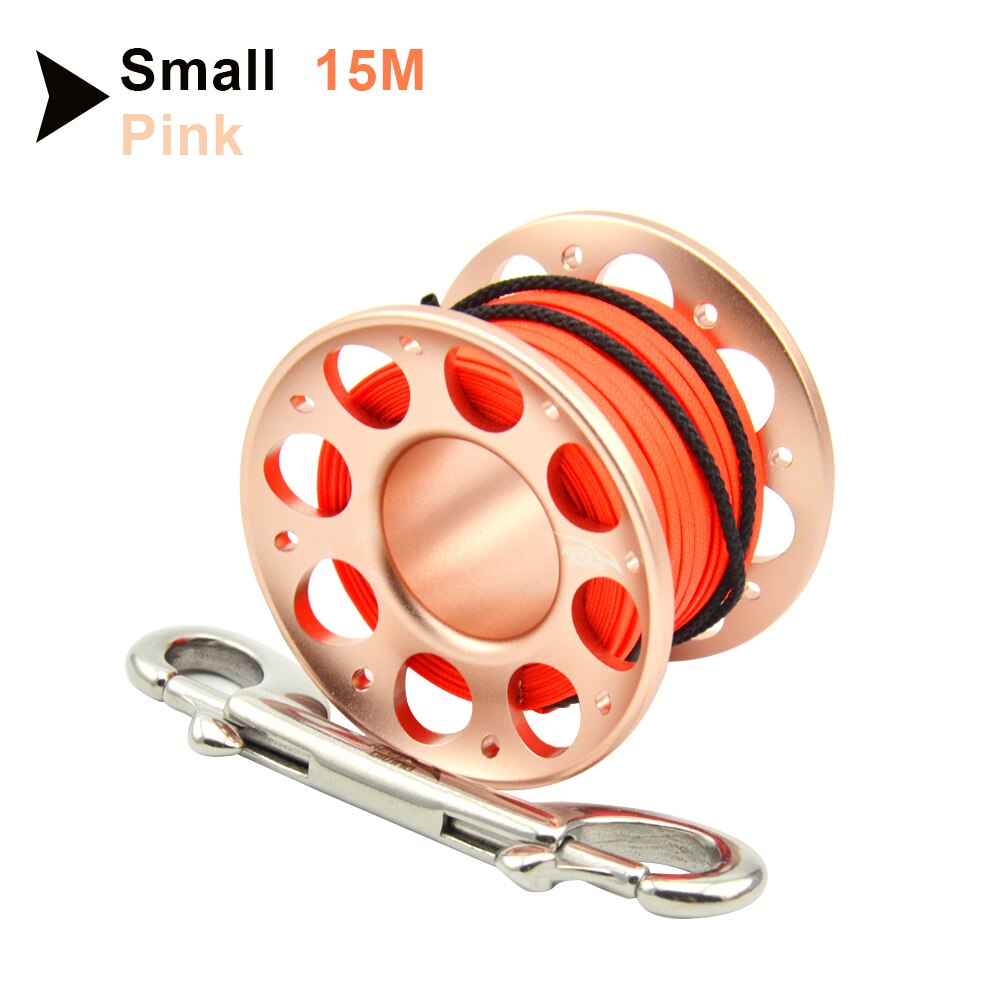 15m/30m Duiken Aluminium Spool Vinger Reel Met Rvs Diving Spool Finger Reeldouble Ended Haak Smb Apparatuur Cave Dive: Pink15M