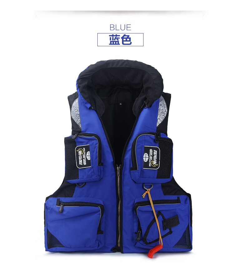 Unisex polyester flytväst sim flytväst fiskeväst utomhus sport säkerhets ce flytväst för drivande båt kajak: Blå / Xl