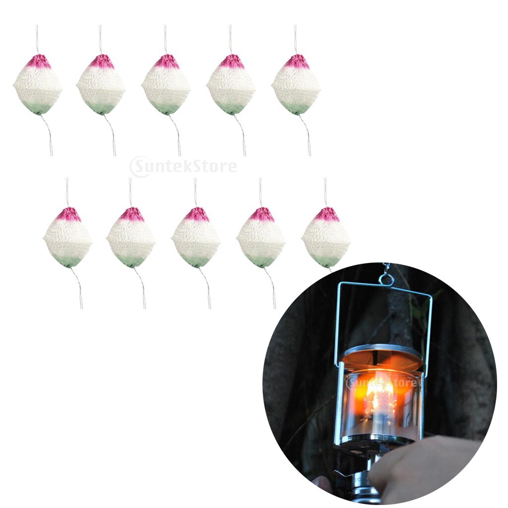 10 st snabbklämma på gaslyktor mantlar camping vandring fotogenlampa mantel