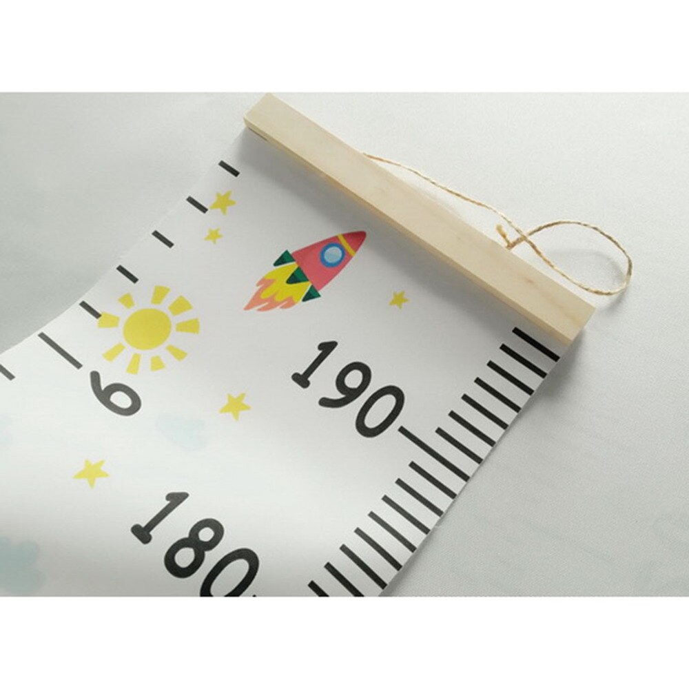 Vägg linjal tillväxt diagram höjd tillväxt diagram trä och canvas baby tillväxt diagram för barnkammare sovrum väggdekor (färgglad patte