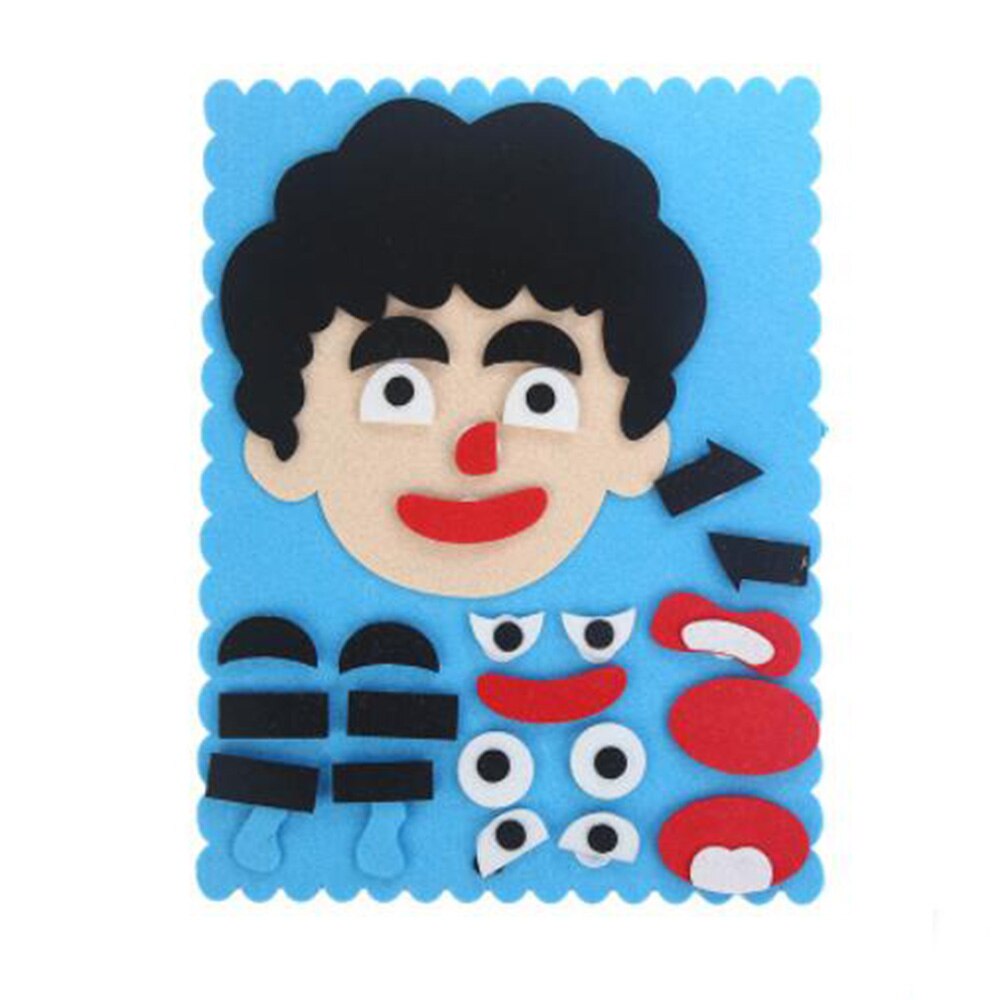 Diy Emotie Veranderen Puzzel Speelgoed Gezichtsuitdrukking Grappige Humor Non-woven Kinderen Handgemaakte Gezichtsuitdrukkingen Stickers: A