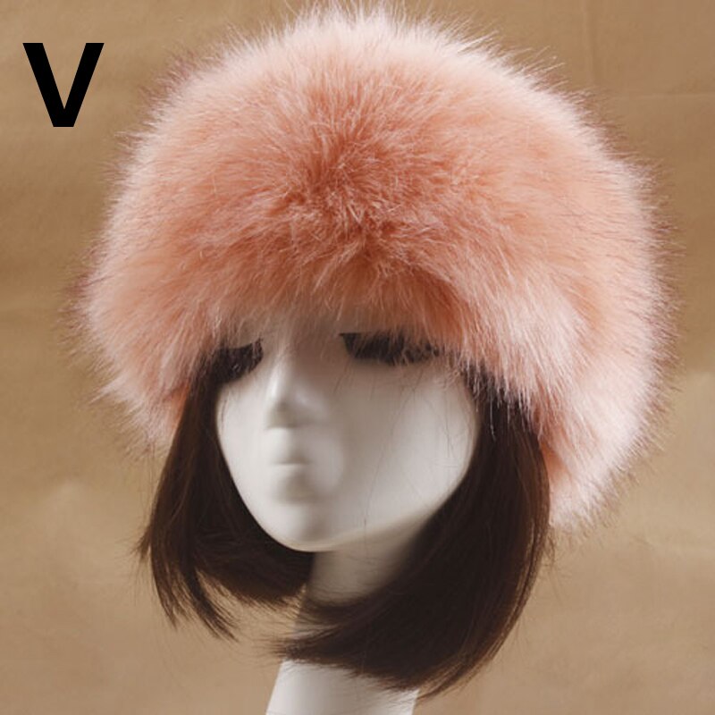 Man Women Fur Hats Tick Fuffy Warm Fox Fur Hat Headband Autumn Winter Russian Thick Hat: 19