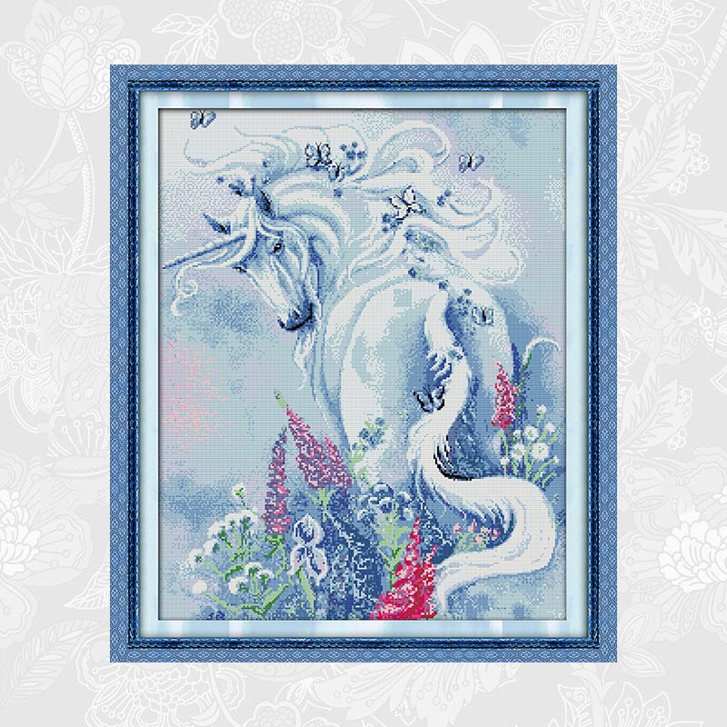 Joy Sunday Unicorn Series Embroidery 11CT Printed Fabric 14CT Canvas DMC Counted Chinese Cross Stitch Kits Crafts Home Decor