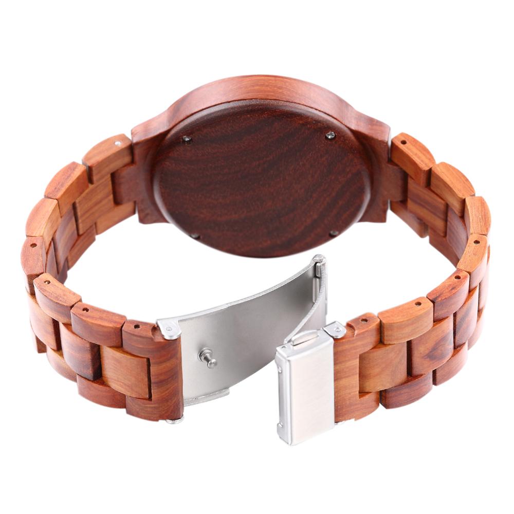 Red sandalwood LED Light Touch Screen Diamond Dial Wooden Watch Red Starry Sky Surface Luminous Watch Relogio Masculino