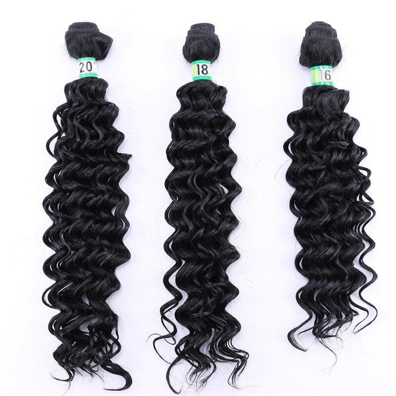 Tissages synthétiques Deep Wave bouclés-ANGIE | Mèches ombré deux tons à longueur mixte pour femmes de 16 18 20 pouces: # 1B