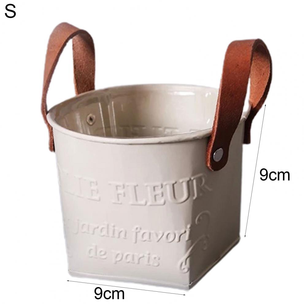Wrought Iron Flower Pot Retro Living Room Tin European Vase Desktop Storage Bucket Garden Decoration Flower Bucket Pot: S