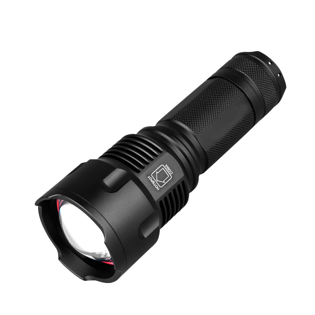 USB Rechargeable Zoom LED Torchlight Strong Light Outdoor Flashlight without Battery (Black)