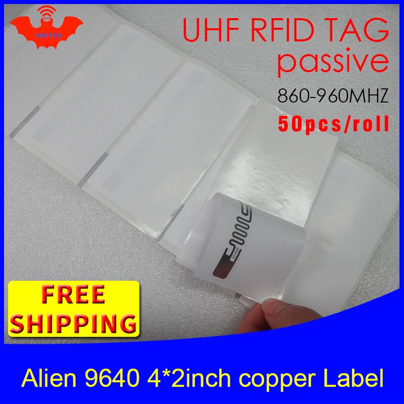 RFID tag UHF sticker Alien 9640 printablecopper label 915mhz868mhz Higgs3 EPC 6C 50pcs adhesive passive RFID label