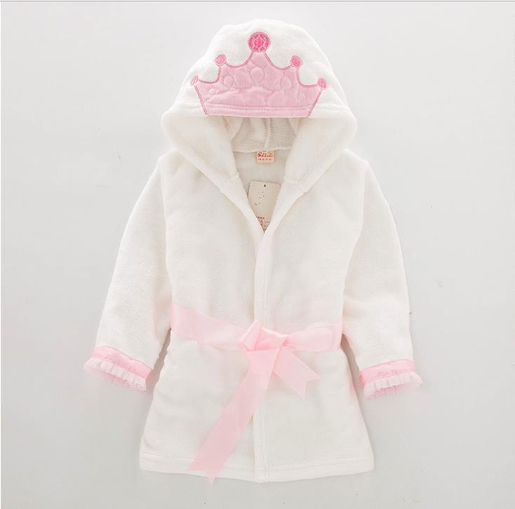 Baby kinderen flanellen jurk baby warm hooded badjassen mode kinderen thuis kleding jongens en meisjes schattige pyjama