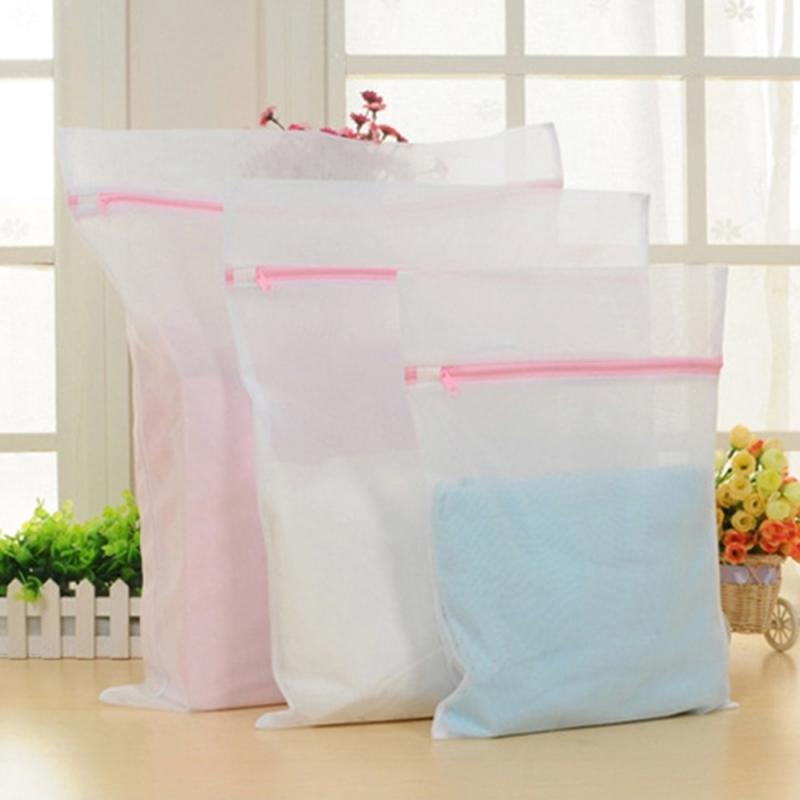3 Sizes Zippered Mesh Laundry Wash Bags Nylon Laundry Bag Zipped Wash Bag Laundry Washing Mesh Net Daily Household Goods Tools