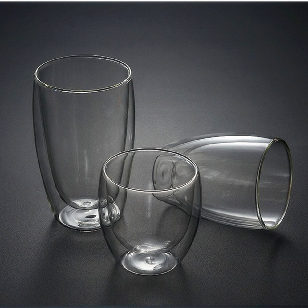 Double wall glass cup Heat resistant glass coffee cup Whiskey Glass tea cup beer mug 80ml capacity glass cup shot drinkware