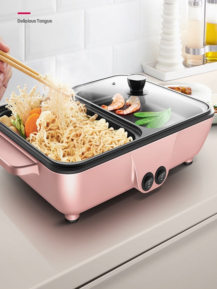 110V / 220V Mini pot, pot, plate, multi-function barbecue, electric fryer, oven, household pot