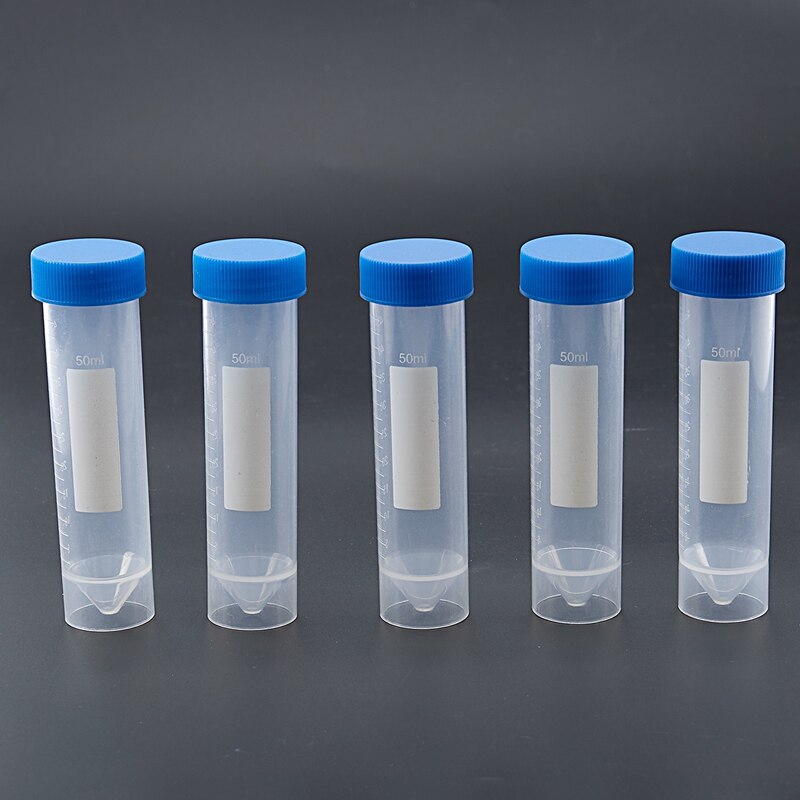 5 Pieces 50ml Plastic Transparent Centrifuge tube with scale Plastic test tube free-standing with Screw Cap