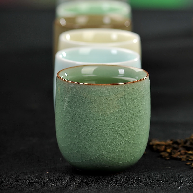 160ml japonês longquan celadon teacup kung fu chá conjunto boutique copo mestre artesanal porcelana tigela de chá cerâmica criativa saquê copo