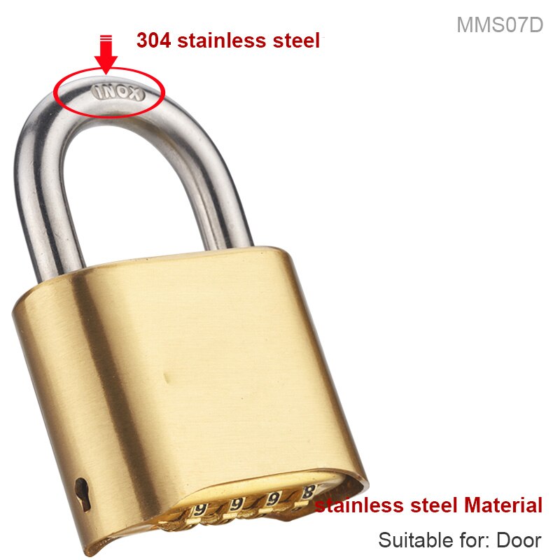 Outdoor Lock No Key 4 Digit Combination Coded Padlock, Waterproof Rustproof Brass Big Size Copper for Fence Warehouse Door Locks: MMS07D